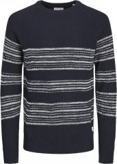 Jack & Jones PANNEL Striped Knitted Sweater Navy Blazer