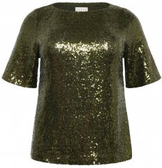 Kaffe Curve Mirana Sequin Blouse Ivy Green
