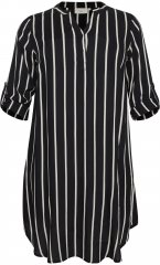 Kaffe Curve Milana Shirt Sukienka Czarny / Chalk pasek