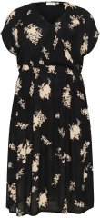 Kaffe Curve Jenna Sukienka Czarny/Brown Flower print