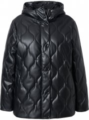 Ulla Popken Faux Leather Quilted Jacket Black