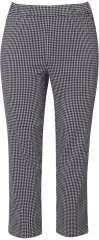 Ulla Popken Check Bengaline Slim Leg Sienna Fit Stretch Crop Pants Navy