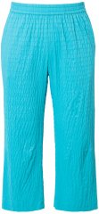Ulla Popken Textured Elastic Waist Cropped Pants Deep Aqua