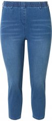 Ulla Popken Cropped Denim Look Stretch Fit Leggings Light Blue Denim
