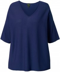 Ulla Popken Oversized 3/4 Sleeve V-Neck Sweater Navy