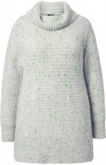 Ulla Popken Space Yarn Oversized Turtleneck Sweater Light Grey Melange