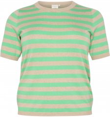 Kaffe Curve Lizzy Sweter w paski Piórkowy szary melanż/Zielony