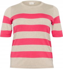 Kaffe Curve Lizzy Sweter w paski Beżowy/Malinowy