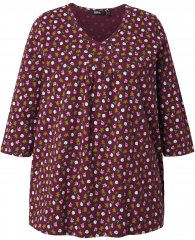 Ulla Popken Gingerbread Print 3/4 Sleeve Tee Plum