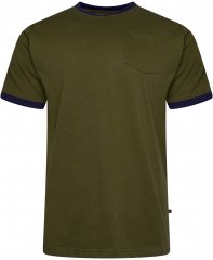 Kam Jeans 5781 Ringer Tee with Shoulder Tape Dark Olive