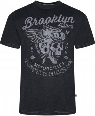 Kam Jeans 5788 Brooklyn Motorcycle Skull Print Tee Black