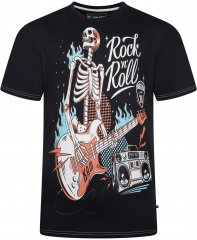 Kam Jeans 5791 Rock N Roll Skull Print Tee Black