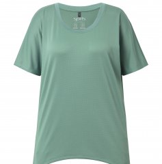 Ulla Popken Quick Drying Pointed Hem Stretch Fit Tee Ivy Green