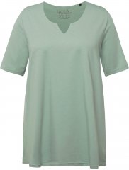 Ulla Popken Essential Notch Neck Stretch Tee Light Moss Green