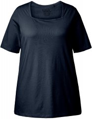 Ulla Popken Essential Square Neck Stretch Tee Navy Blue