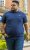 D555 ORSTON Reno Fabric Crew Neck T-Shirt With Chest Embroidery Blue Reno - Koszulki - T-shirty meskie Duże Rozmiary - 2XL-14XL