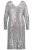 Ulla Popken 804863 Sukienka z cekinami z dekoltem w szpic Srebrna - Sukienki wieczorowe - Wieczorowe sukienki plus size