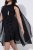 Ulla Popken 853774 Sukienka z falbanami Czarna - Sukienki wieczorowe - Wieczorowe sukienki plus size
