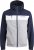 Jack & Jones RUSH White/Grey Blocking Bomber Jacket with Hood Navy Blazer - Kurtki Męskie Duże Rozmiary - Kurtki Duże rozmiary 2XL-8XL