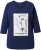 Ulla Popken Decorative Plant 3/4 Sleeve T-Shirt Ink Blue - Koszulki z nadrukiem dla kobiet - 