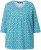 Ulla Popken Flower Print 3/4 Sleeve A-Line Tee Deep Aqua - Koszulki z nadrukiem dla kobiet - 