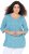 Ulla Popken Flower Print 3/4 Sleeve A-Line Tee Deep Aqua - Koszulki z nadrukiem dla kobiet - 