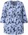 Ulla Popken Floral Print 3/4 Sleeve V-Neck Tee Navy Blue - Koszulki z nadrukiem dla kobiet - 