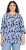 Ulla Popken Floral Print 3/4 Sleeve V-Neck Tee Navy Blue - Koszulki z nadrukiem dla kobiet - 