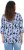 Ulla Popken Floral Print 3/4 Sleeve V-Neck Tee Navy Blue - Koszulki z nadrukiem dla kobiet - 