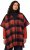 Ulla Popken Oversized Plaid Wing Collar Poncho Red Orange - Kurtki - 