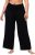 Ulla Popken Wide Leg Smocked Waist Knit Pants Black - Jeansy & Spodnie w Dużych Rozmiarach – Plus Size - 