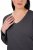 Ulla Popken Back To Basics V-Neck Relaxed Fit Cotton Tee Charcoal Grey Melange - T-shirty - T-shirty damskie plus size