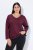 Ulla Popken Back To Basics V-Neck Relaxed Fit Cotton Tee Dark Berry - T-shirty - T-shirty damskie plus size