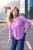 Ulla Popken Layered Look Memories Embroidered Long Sleeve Tee Amethyst - Koszulki z nadrukiem dla kobiet - 