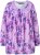 Ulla Popken Allover Printed Pleated Long Sleeve Tee Lavender - Koszulki z nadrukiem dla kobiet - 