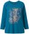 Ulla Popken Inverted Seam Long Sleeve Graphic Tee Teal - Koszulki z nadrukiem dla kobiet - 