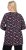 Ulla Popken Peppermint Tree V-Neck Holiday Cotton Long Sleeve Knit Tunic Black - Koszulki z nadrukiem dla kobiet - 