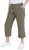 Ulla Popken Cool Linen Elastic Waist Capri Pants Loden Green - Jeansy & Spodnie w Dużych Rozmiarach – Plus Size - 