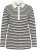 Kaffe Curve Miana Long Sleeve Polo Chalk with Black Stripe - Koszulki polo - 