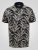 D555 Palmer Leaf Printed Jacquard Collar & Cuff Chest Pocket Polo Black - Koszulki polo - Koszulki Polo 2XL-8XL