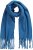 Ulla Popken Trendy Boucle Yarn Fringe Knit Scarf Teal Blue - Akcesoria - 