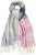 Ulla Popken Cozy Lettering Fringed Scarf Pink and Blue - Akcesoria - 