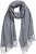 Ulla Popken Ribbed Knit Fringed Hem Scarf Grey Melange - Akcesoria - 