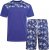 Kam Jeans 5002 Palm Tree Panel Tee And Short Set Electric Blue - Koszulki - T-shirty meskie Duże Rozmiary - 2XL-14XL