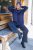 Ulla Popken Textured Glitter Embroidery Oversized Sweater Ink Blue - Bluzy & bluzy z kapturem - 