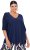 Ulla Popken Oversized 3/4 Sleeve V-Neck Sweater Navy - Bluzy & bluzy z kapturem - 