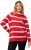 Ulla Popken Stripe Fine Knit Turtleneck Sweater Light Red - Bluzy & bluzy z kapturem - 