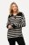 Ulla Popken Striped Troyer Collar Sweater Black - Bluzy & bluzy z kapturem - Przytulne bluzy, hoody i swetry