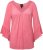 Ulla Popken Trumpet Sleeve Cold Dyed Tee Dark Pink - Koszulki z nadrukiem dla kobiet - 