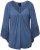 Ulla Popken Trumpet Sleeve Cold Dyed Tee Dove Blue - Koszulki z nadrukiem dla kobiet - 